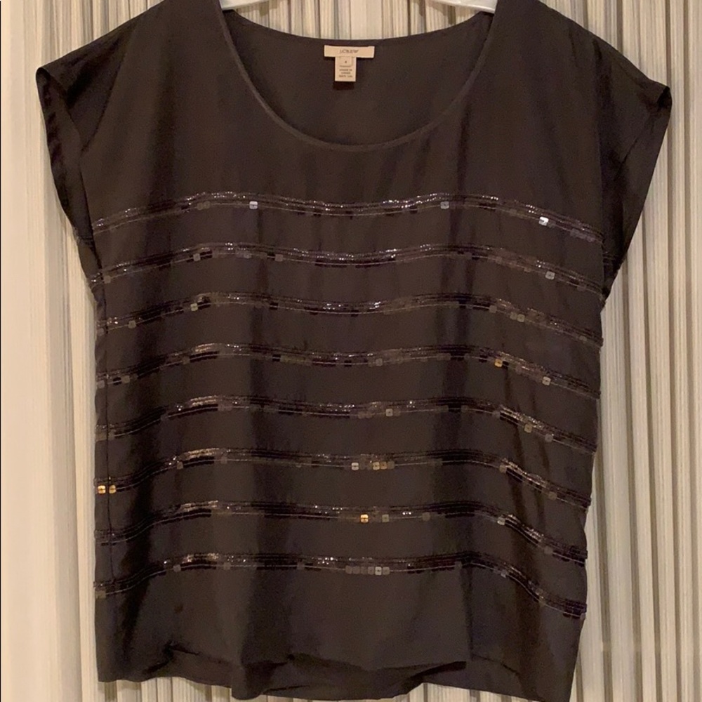 J Crew Silk Top with Sequins
